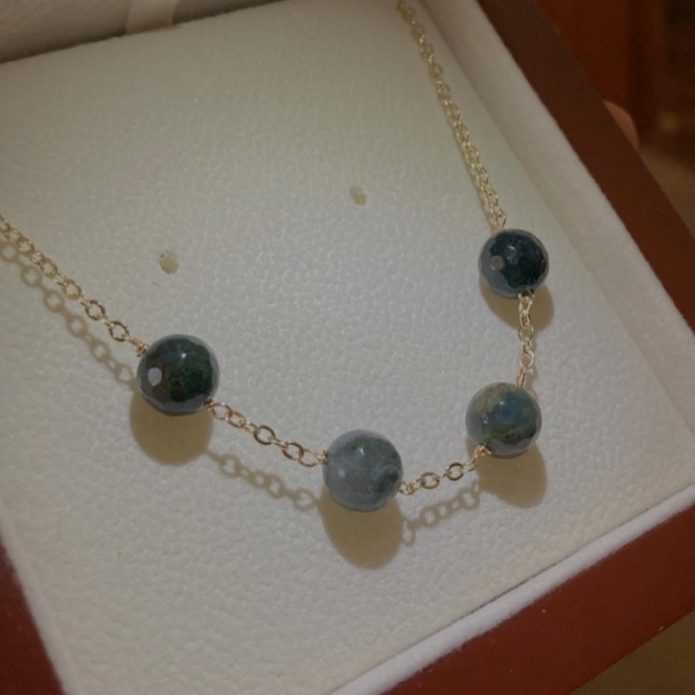 4 semi precious stone necklace! Beautiful deep greens.